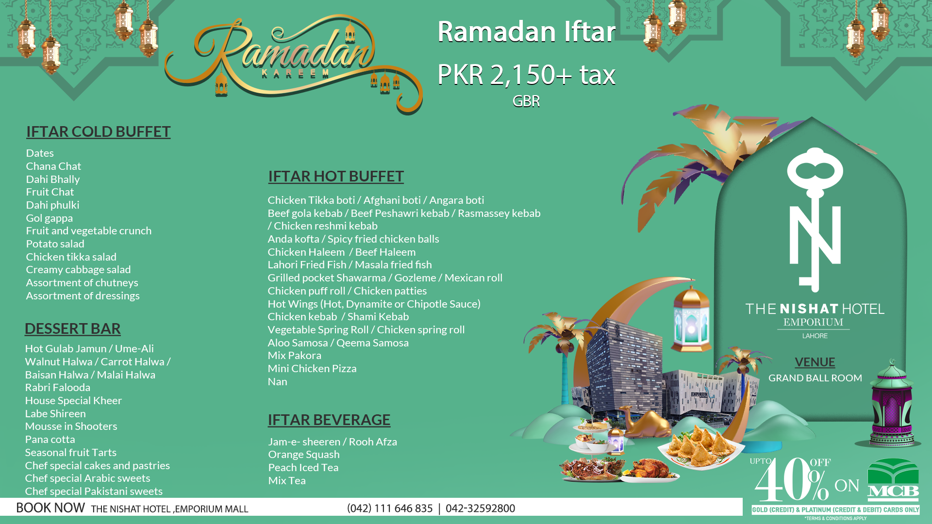 iftar buffet menu & price